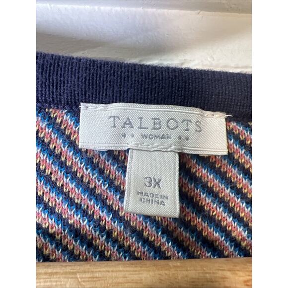 Talbots Women’s 3X blue pink white plaid button up cardigan sweater 100% Cotton - Picture 3 of 7